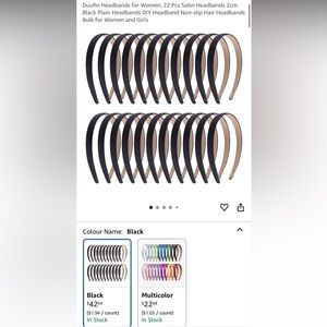 2/$30 🖤 22 Pieces Black Satin Headbands